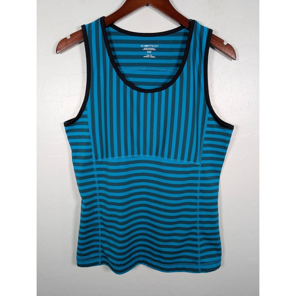 ExOfficio Tank Top Women's‎ Medium Striped Green Black Stretch Top